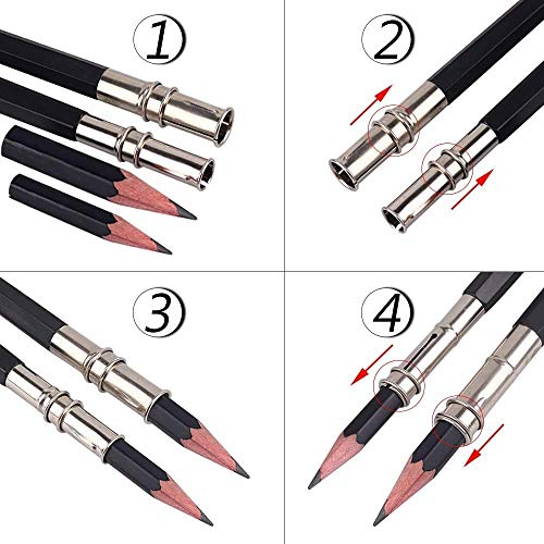 Qatalitic Pencil Extender/Lengthener With Metal Heads (Pack Of 2) | Adjustable Handy Pencil Holder For Schools, Office, Eyeliners, Sketching, Writing And Diy Art & Crafts, Multicolor - Image 4