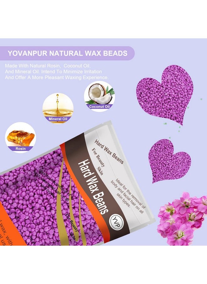 Yovanpur Yovanpur Hard Wax Beads for Hair Removal, Waxing Beans for Sensitive Skin (Violet), 10.5 Ounce/bag with 10pcs Wax Sticks  - Image 2