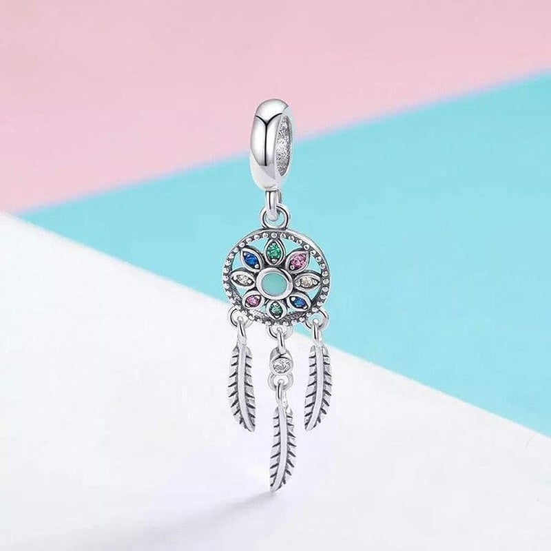 ABAOLA Dream Catcher Dangle 925 Sterling Silver Charm Feather Beads for Fashion Charms Bracelet & Necklace, metal, - Image 3