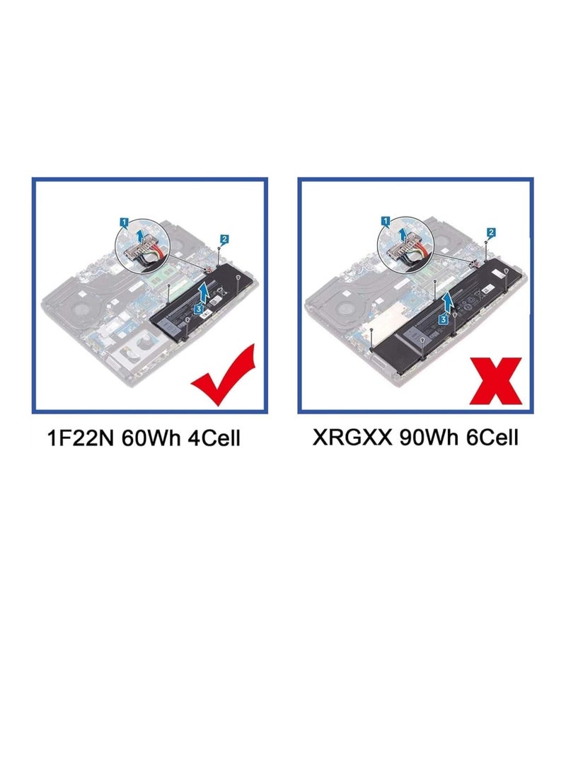 Zexen - 1F22N Laptop Battery Replacement Compatible for Dell Alienware 2018 M15 P79F M17 R1 R2 P37E P37E001 Compatible for Dell G7 7590 G7 7790 G5 5590 5590-D2783W D2743B D2843W HYWXJ JJPFK 15.2V 60Wh - Image 1