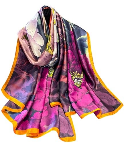 NUWEERIR Womens 100% Large Mulberry Silk Scarf Long Satin Scarf Fashion Lightweight Wraps - Image 3