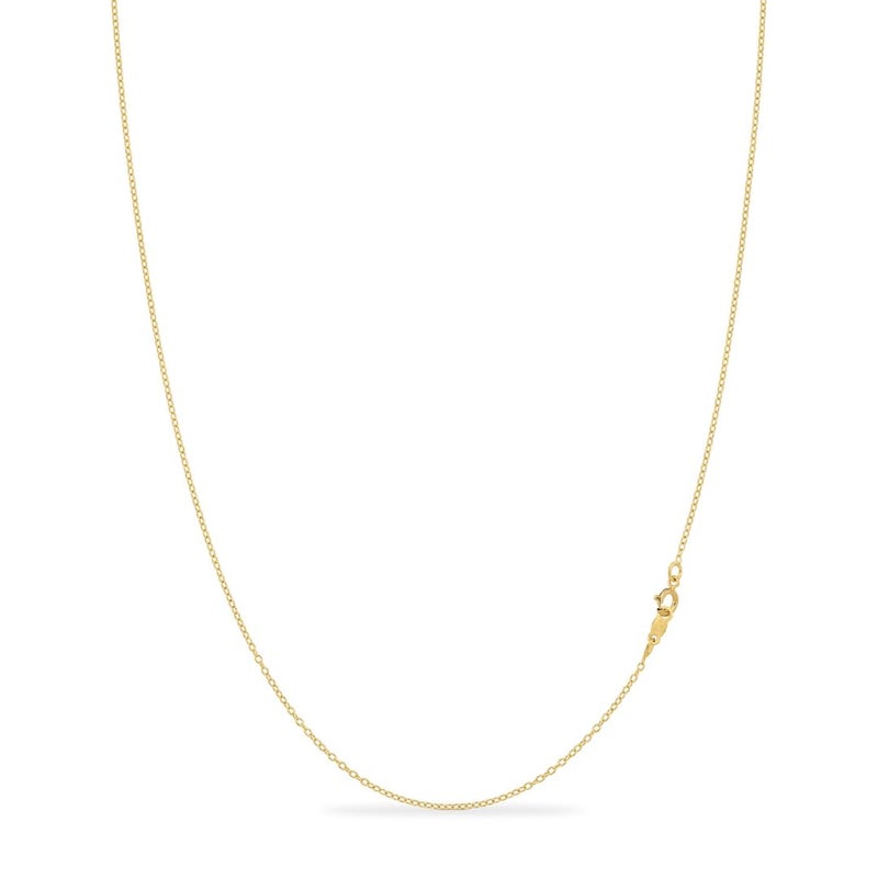 KEZEF 14K Gold Plated Sterling Silver Necklace for Women: Thin Cable Chain - 16 Inch Short/Choker Length Gold Chain for Women - Image 1