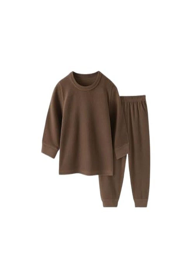 ocvito Kids Boys olive green Stylish Shirt & Pant Clothing Set, Solid Casual Outfit with Front Button Shirt & Elastic Waist Pants, Comfortable Party & Dress for Kids. (choco brown, 5-6) - Image 1