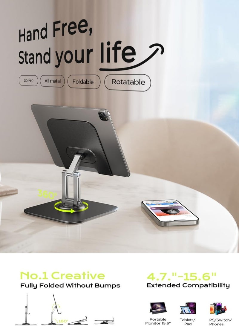 General iPad Stand Holder Adjustable Tablet Stand for Desk, Portable Monitor Stand Tablet Holder Travel Must Haves iPad Pro Holder Essentials for Tablets/Monitor/PS/Switch iPhone 15.6"-4.7"  - Image 2