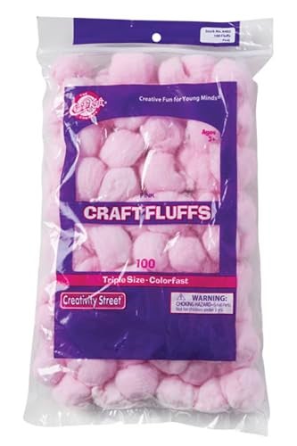 Creativity Street Cotton Decorated Craft Fluff Ball Pink Pack of 1004 oz