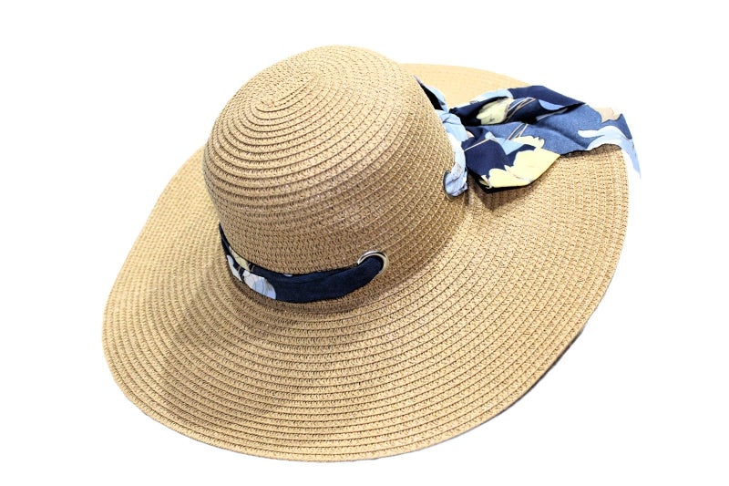 CLOTHERA Summer Brim Floppy Straw Beach Hats for Women (Tan Beige with Floral Ribbon) - Image 2