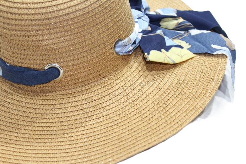 CLOTHERA Summer Brim Floppy Straw Beach Hats for Women (Tan Beige with Floral Ribbon) - Image 3
