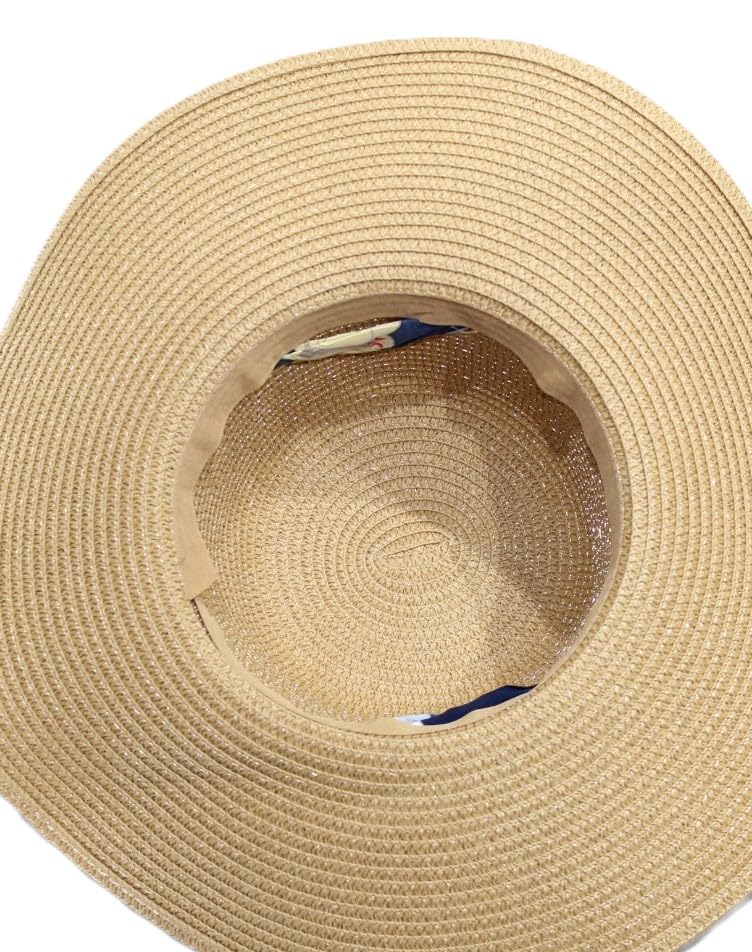 CLOTHERA Summer Brim Floppy Straw Beach Hats for Women (Tan Beige with Floral Ribbon) - Image 4