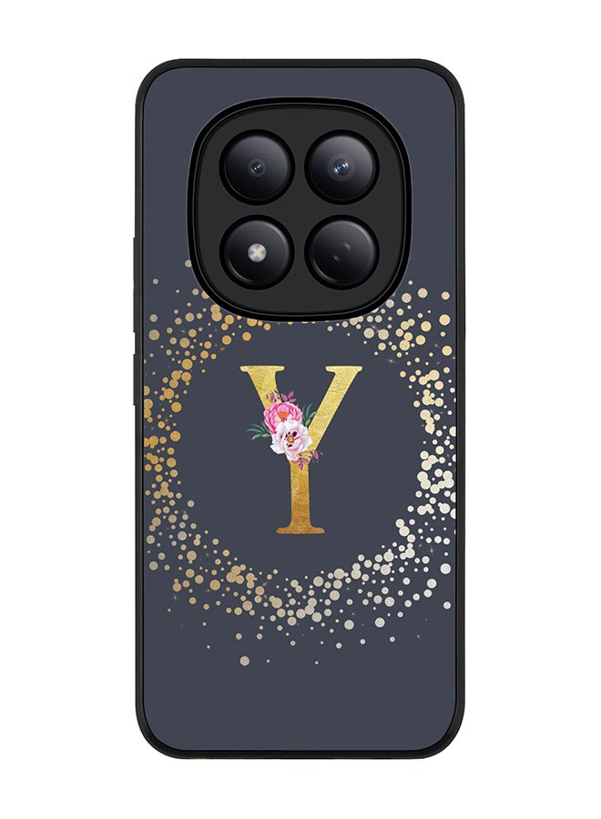 For Xiaomi Redmi Note 15 Pro 4G Case,Slim fit Camera Protection, Shockproof Thin Phone cover  - Custom Monogram Floral - Y  (Grey )