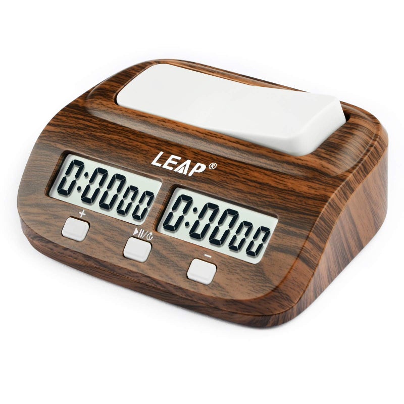 LEAP Chess Clock Digital Chess Timer Professional for Board Games Timer with Alarm Function (Official Store) Wood Appearance - Image 1
