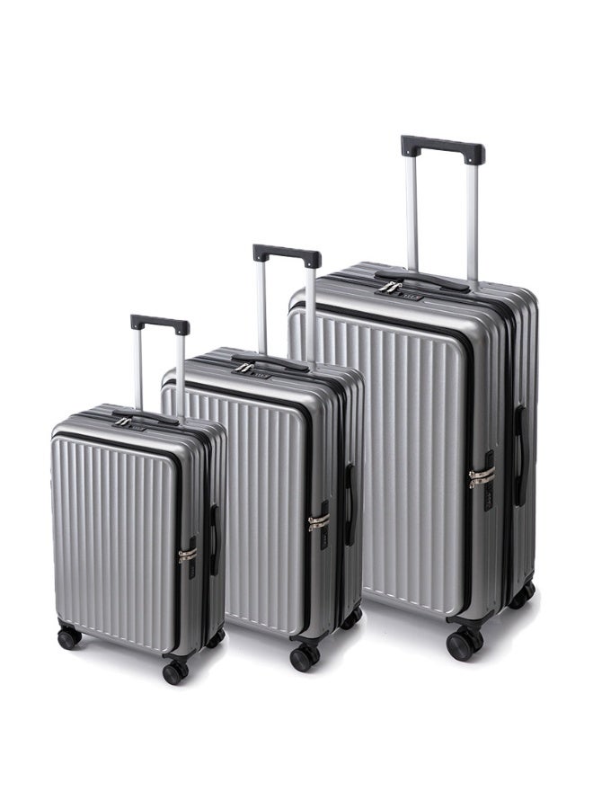 XiuWoo Luggage Sets 3 Piece,Front Open Lightweight 20/24/28in Luggage, Expandable Carry On Suitcase Set with TSA Lock & Universe Wheels, Hard Shell ABS Luggage Sets,Grey - Image 1