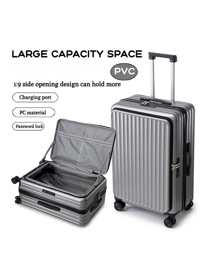 XiuWoo Luggage Sets 3 Piece,Front Open Lightweight 20/24/28in Luggage, Expandable Carry On Suitcase Set with TSA Lock & Universe Wheels, Hard Shell ABS Luggage Sets,Grey - Image 2