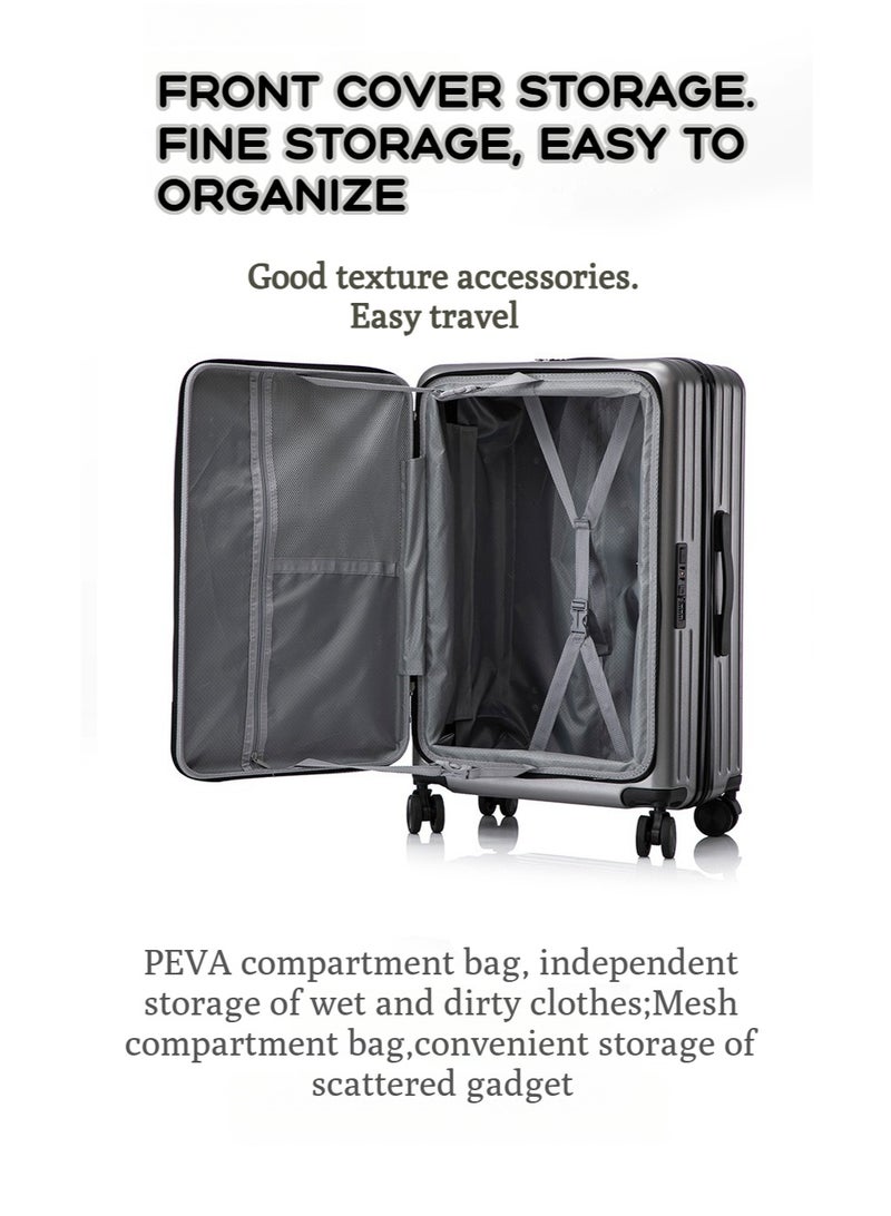 XiuWoo Luggage Sets 3 Piece,Front Open Lightweight 20/24/28in Luggage, Expandable Carry On Suitcase Set with TSA Lock & Universe Wheels, Hard Shell ABS Luggage Sets,Grey - Image 4