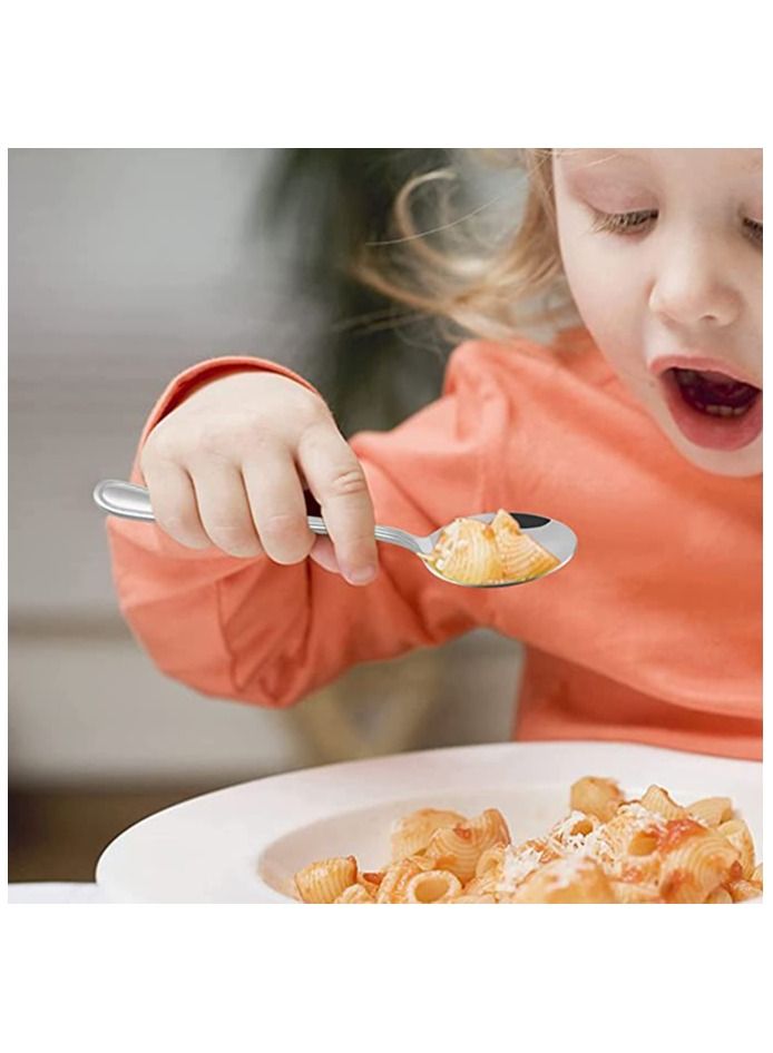 Children Silverware Set, 10 Pieces Kids Forks, and Spoons Silverware Set, Stainless Steel Toddler Utensils Flatware Set, Child Cutlery Set for Home Preschools Outdoor Dinner Travel, Dishwasher Safe
