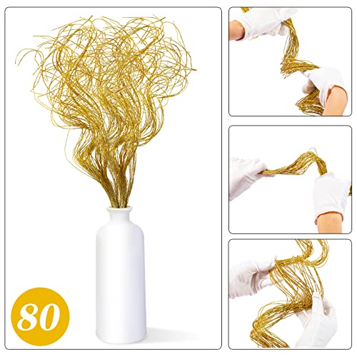 Syhood Glitter Curly Ting Ting Branches Christmas Branches Vase Filler Artificial Curly Twigs for Christmas Tree Garland Wreath Decoration Craft Vases Home Garden Decoration Gold 80 Pieces - Image 3