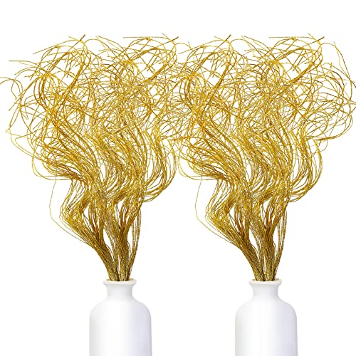 Syhood Glitter Curly Ting Ting Branches Christmas Branches Vase Filler Artificial Curly Twigs for Christmas Tree Garland Wreath Decoration Craft Vases Home Garden Decoration Gold 80 Pieces - Image 1