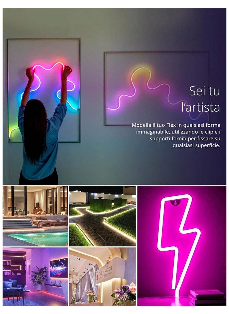 تك دوت ضوء سحري LED نيون RGB بطول 5 أمتار، إضاءة ألعاب ومزامنة موسيقى، شريط إضاءة نيون، تحكم بالتطبيق، إضاءة نيون بتقنية البلوتوث لغرفة الألعاب وغرفة المعيشة وغرفة النوم وديكور الحائط  - Image 2