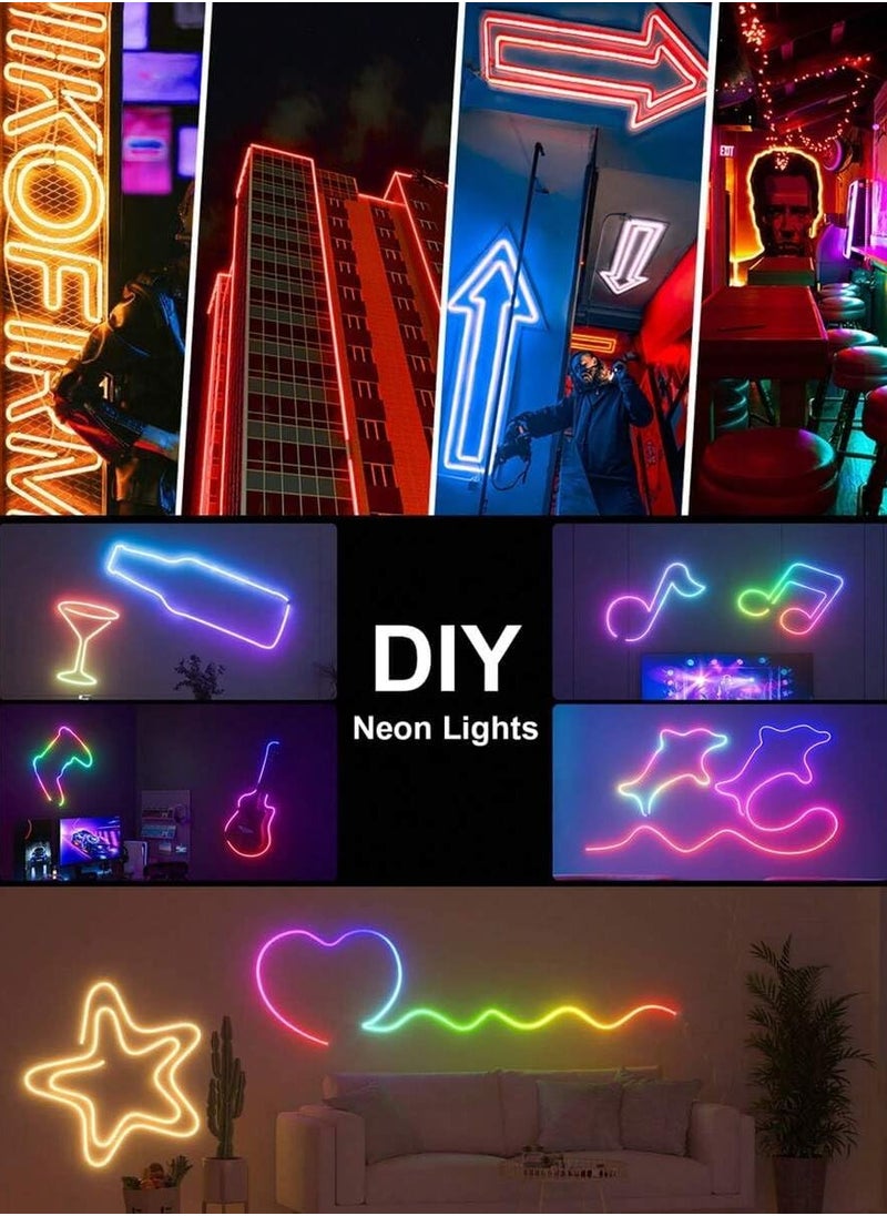 تك دوت ضوء سحري LED نيون RGB بطول 5 أمتار، إضاءة ألعاب ومزامنة موسيقى، شريط إضاءة نيون، تحكم بالتطبيق، إضاءة نيون بتقنية البلوتوث لغرفة الألعاب وغرفة المعيشة وغرفة النوم وديكور الحائط  - Image 3