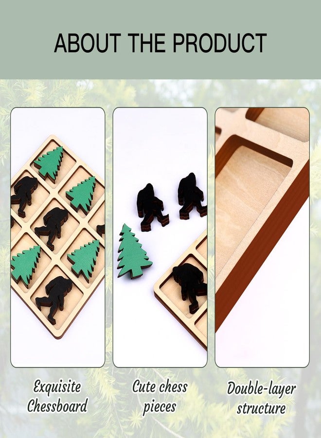 KOYILTD Wooden Tic Tac Toe Game, 10 Wood Pieces with Pine Tree & Bigfoot Motifs, Portable Tabletop Game for Camping, Adult Party Games, Family Game Night,Travel Games (Bigfoot) - Image 4