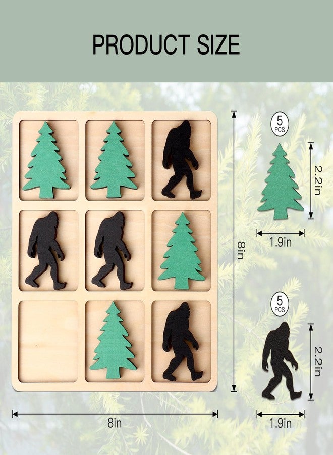 KOYILTD Wooden Tic Tac Toe Game, 10 Wood Pieces with Pine Tree & Bigfoot Motifs, Portable Tabletop Game for Camping, Adult Party Games, Family Game Night,Travel Games (Bigfoot) - Image 3