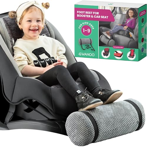 Swanoo, Car Seat Foot Rest for Kids Car Seat Accessories Leg Rest for Car Seat Kids Car Foot Rest with Extra Long Straps Adjusts to Any Carseat Or Toodlers Booster Seat by SWANOO, Grey, 1.0 Count - Image 1