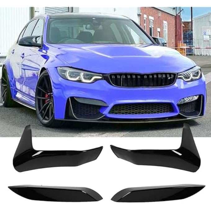 Cryfokt Front Bumper Grille Fog Light Spoiler Stylish Aerodynamics Kit for F80 M3 F82 M4, ABS 4Pcs Improve Sporty Appearance for Car Enthusiasts (Glossy Black) - Image 3