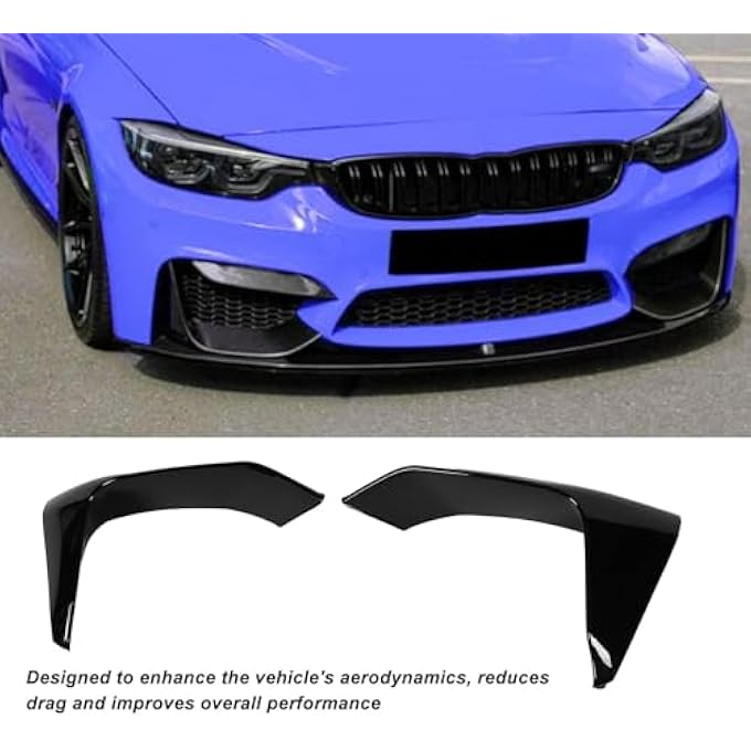 Cryfokt Front Bumper Grille Fog Light Spoiler Stylish Aerodynamics Kit for F80 M3 F82 M4, ABS 4Pcs Improve Sporty Appearance for Car Enthusiasts (Glossy Black) - Image 2
