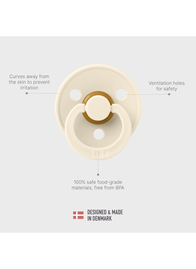 BIBS BIBS Pacifier Studio Colour Flower Child | Round Nipple Baby Pacifier | BPA Free Natural Rubber Latex Soother | Made in Denmark | Size 1 (0-6 months) Ivory - Flow Pack  - Image 4