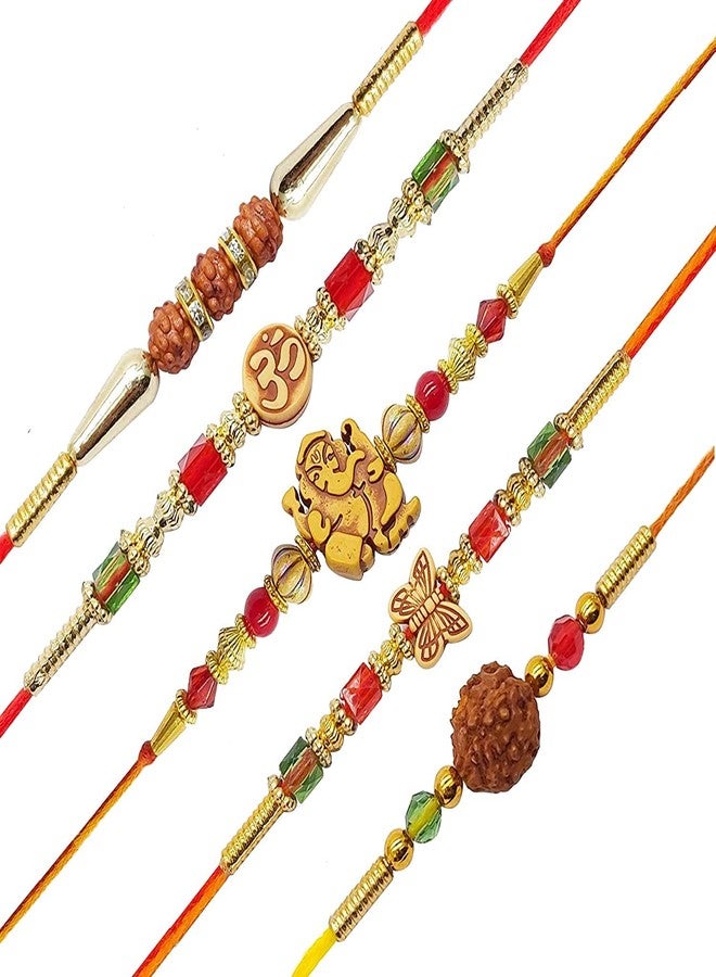 YouBella Mens Rakhi for Brother Jewellery Designer Bracelet Rakhi Set Combo of 5 for Brother, Rakhee for Bhaiyya/Bhai/Brother - Image 1