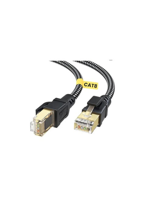 Cat8 Ethernet Cable High Speed 40Gbps 2000MHz RJ45 Network Internet Braided Shielded Cord LAN Wire Compatible with Gaming Switch PC PS5 PS4 Xbox Modem Router WiFi Extender Patch Panel -5M Black