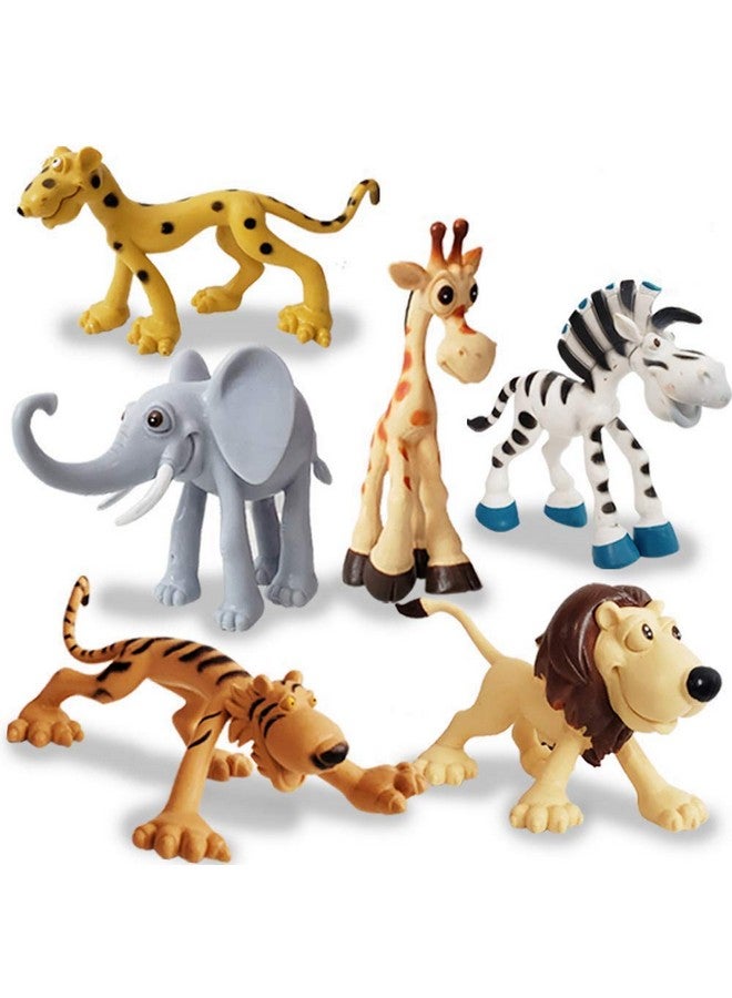 Brand Conquer Full Action Toy Figures | Jungle, Cartoon, Wild Animal Toys | Figure Playing Set for Kids (Big Size, Set of 6) - Image 1
