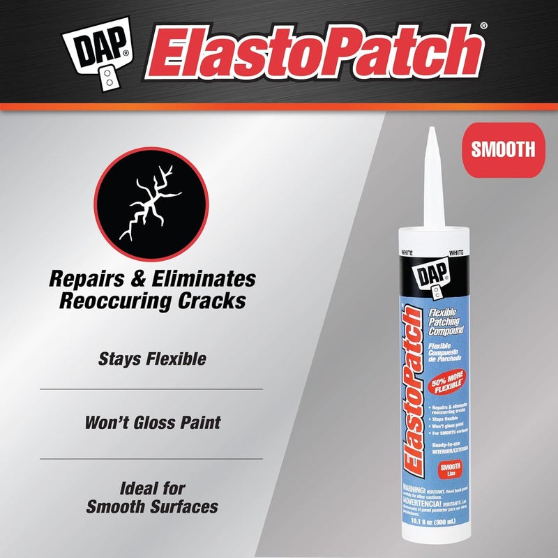 DAP Elastopatch Smooth Flexible Patching Compound, 10.1 oz - High Performance Sealant for Interior and Exterior Use - Image 2