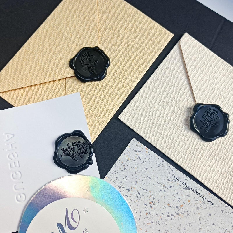 Pilloze 50 Pcs Silvery Wax Seal Stickers - Rose Style, Self Adhesive Wax Seal for Wedding Invitation, Easy Use Good Adhesion, Silvery Rose Envelope Stickers Perfect for Invitation or Seating Chart - Image 5
