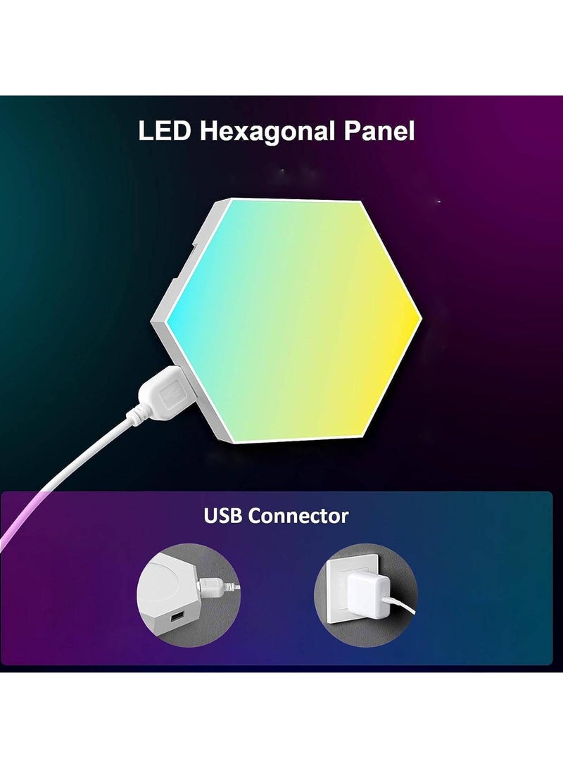 مخطوطات أضواء سداسية، تطبيق أضواء RGB الذكية مع جهاز التحكم عن بعد، أضواء DIY، 16 مليون إضاءة ملونة RGB، مزامنة الموسيقى لديكور المنزل، غرفة المعيشة، غرفة النوم، إعداد غرفة الألعاب، إضاءة المزاج، حزمة من 6  - Image 4