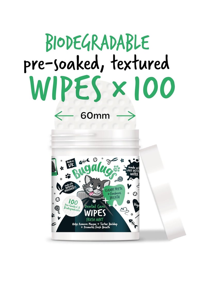 BUGALUGS Cat Breath Freshener Cat Teeth Wipes Cat Plaque Remover Cat Wipes and tartar remover for teeth Cat Teeth Cleaning Product No Cat Toothbrush And Paste Brushing Needed Cat 100 Wipes - Image 2