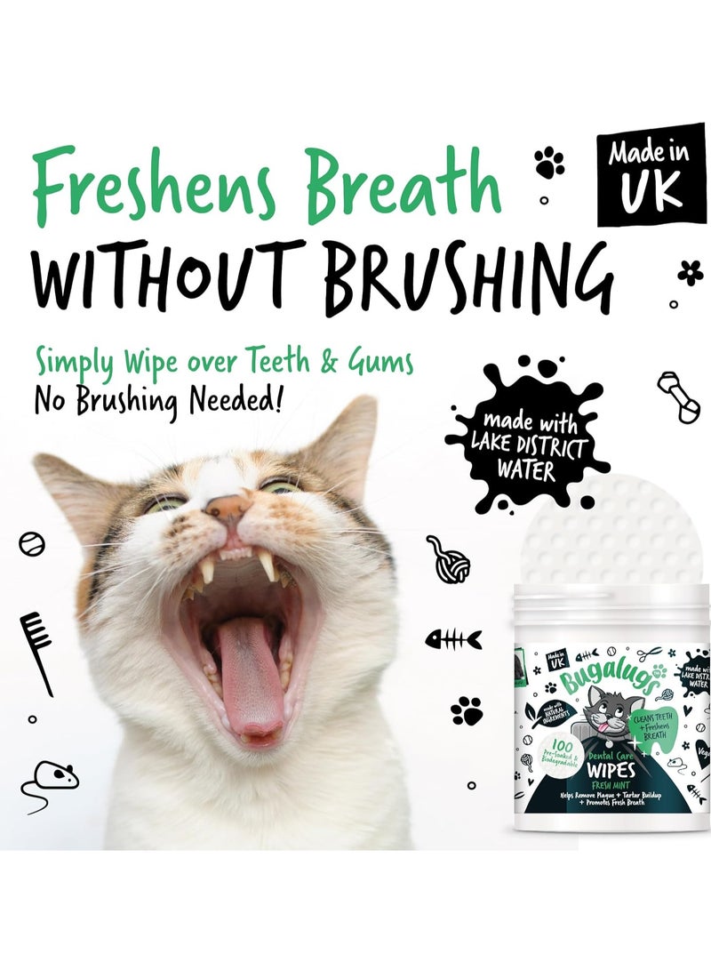 BUGALUGS Cat Breath Freshener Cat Teeth Wipes Cat Plaque Remover Cat Wipes and tartar remover for teeth Cat Teeth Cleaning Product No Cat Toothbrush And Paste Brushing Needed Cat 100 Wipes - Image 3