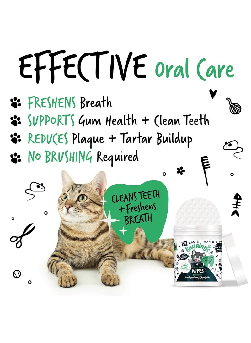 BUGALUGS Cat Breath Freshener Cat Teeth Wipes Cat Plaque Remover Cat Wipes and tartar remover for teeth Cat Teeth Cleaning Product No Cat Toothbrush And Paste Brushing Needed Cat 100 Wipes - Image 4
