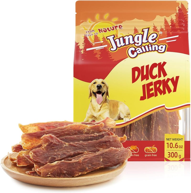 Jungle Calling Dog Treats, Duck Jerky for Dogs, Slow Roasted Snacks for Medium and Large Dogs Chewy Training Treats, 10.6 oz - Image 1