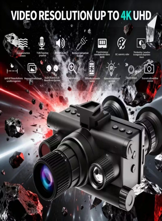 4K UHD Binocular Night Vision Goggles with 8× Zoom, 600m Range, 3500mAh Battery & Dual Display | Outdoor Camera for Wildlife, Camping & Night Exploration - Image 4