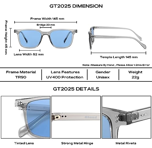 Gtand Unisex Vintage Retro Square Style Tinted Sunglasses For Men Women Fashion Rectangle Sun Glasses 52mm - Image 5