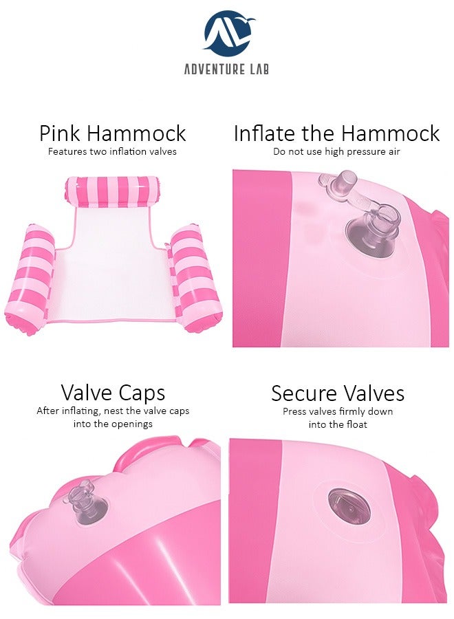 Adventure Lab 4-in-1 Multi-Purpose Inflatable Pool Hammock – Floating Lounger and Drifter with Portable Air Pump – Pink - Image 2