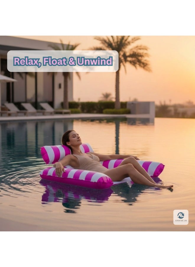 Adventure Lab Inflatable Pool Floats Hammock Adults for Size Water Hammock Lounger Multi Purpose Swimming Water Recliner Rafts (Pink) - Image 4
