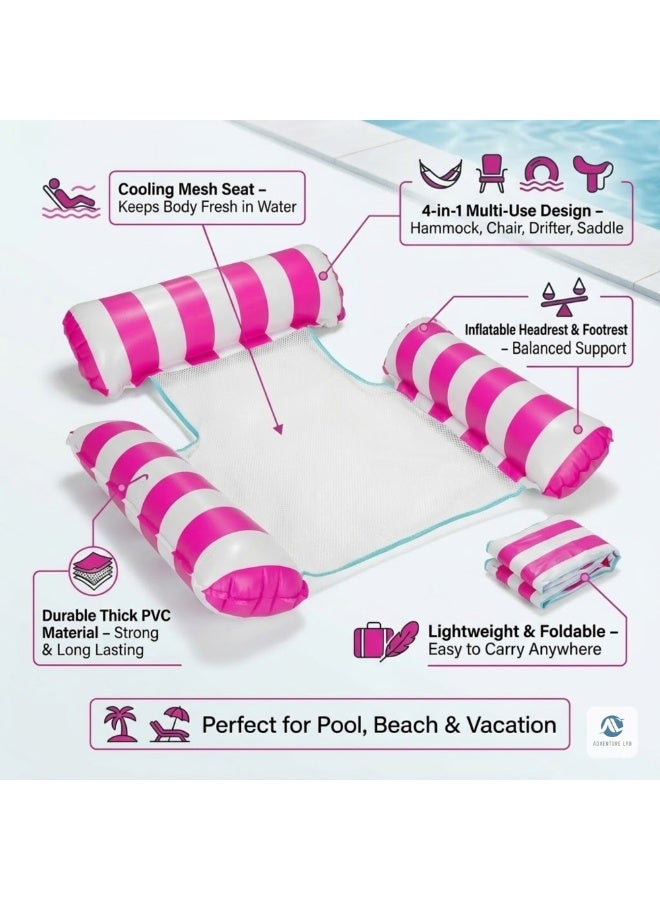 Adventure Lab Inflatable Pool Floats Hammock Adults for Size Water Hammock Lounger Multi Purpose Swimming Water Recliner Rafts (Pink) - Image 5