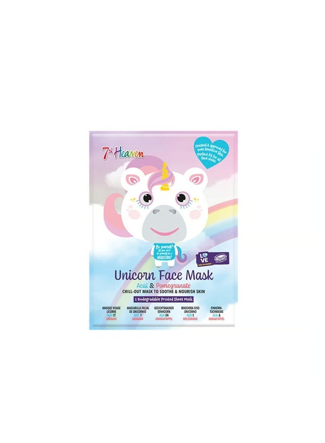 7th Heaven Unicorn Face Mask Açai & Pomegranate x1 - Image 1