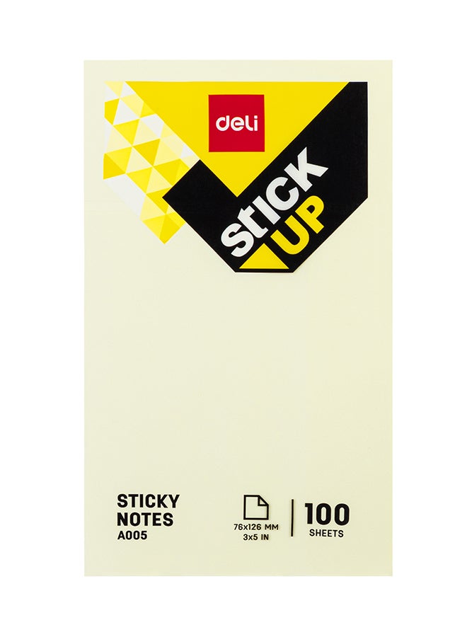 DELI STICKY NOTES 76×126MM 3"×5" 100 SHEETS YELLOW EA00553 - Image 1