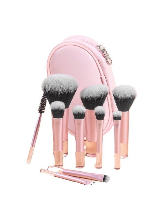 Generic Portable On The Go Makeup Brush Set, Easy-Grip Full Function Mini Cosmetic Brush Set with Brush Bag 10 brushes  - Image 1