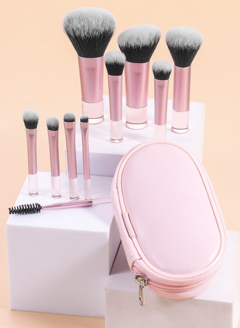 Generic Portable On The Go Makeup Brush Set, Easy-Grip Full Function Mini Cosmetic Brush Set with Brush Bag 10 brushes  - Image 5