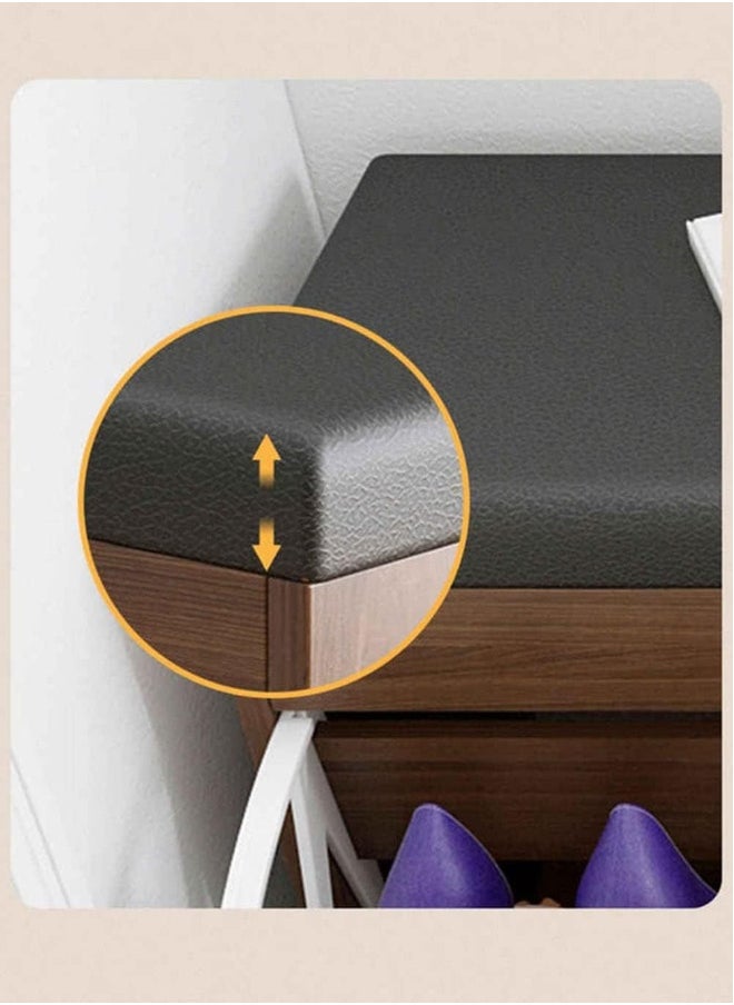 C&C Home C&C Home Shoe Storage Bench with Hidden Shoe Rack, Leather Entryway Shoe Bench Seat Shoe Organizer Shoe Cabinet, Modern Entry Decorative Furniture 60x33x51cm  - Image 3