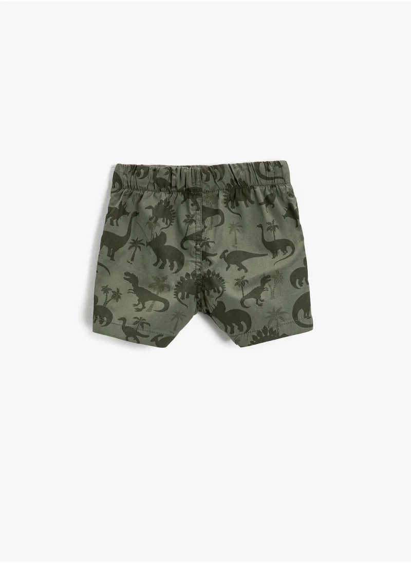 KOTON Dinosaur Printed Short Waist Elastic Cotton