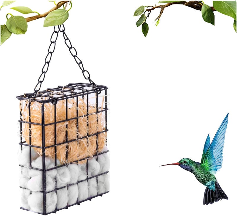 WANGDEFA Bird Nesting Material Set Globe Humming Bird Nesters Hanging Bird House for Outdoor Wild Bird Nesting Station Cozy Resting Place - Image 1